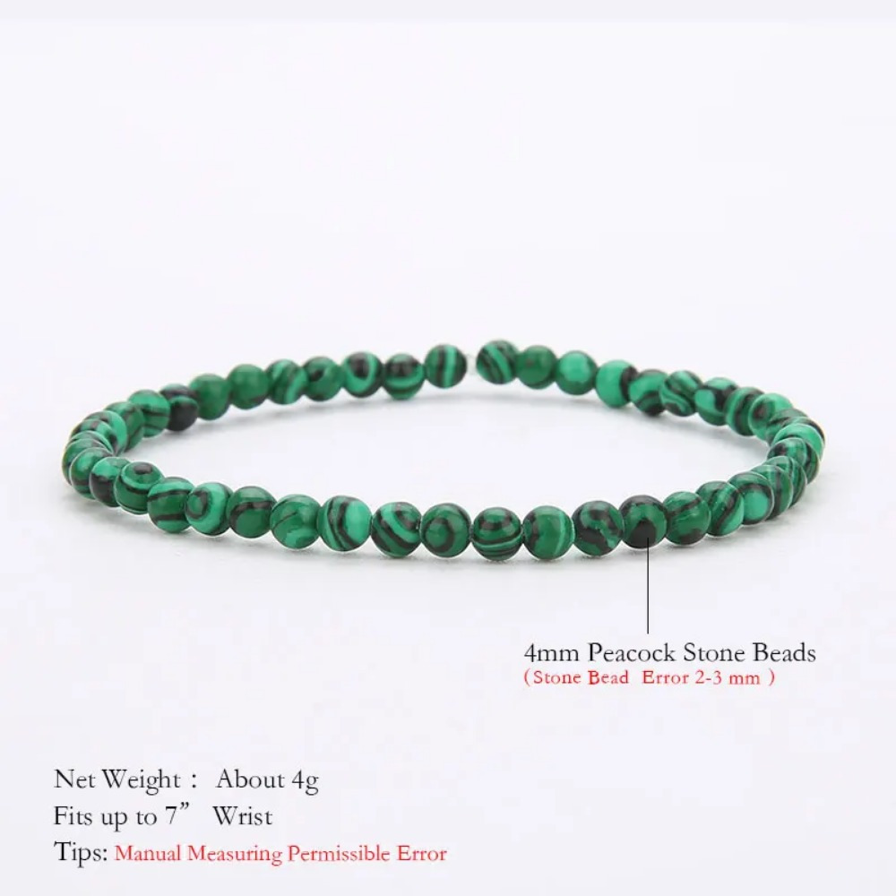 4mm Natural Green Malachite Bracelet
